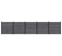 Panneau de clôture 5 pcs WPC et Aluminium Gris