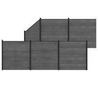 Panneau de clôture 6 pcs WPC et Aluminium Gris