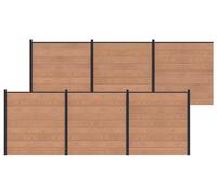 Panneau de clôture 6 pcs WPC et Aluminium Marron