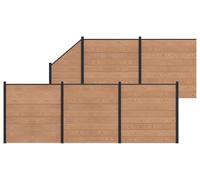 Panneau de clôture 6 pcs WPC et Aluminium Marron
