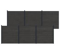 Panneau de clôture 6 pcs WPC et Aluminium Noir