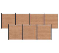 Panneau de clôture 7 pcs WPC et Aluminium Marron