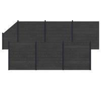 Panneau de clôture 7 pcs WPC et Aluminium Noir