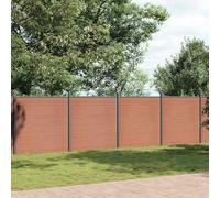 Panneau de clôture WPC 1045 x 186 cm marron comme clôture de jardin ou clôture brise-vue pour l'intimité et la sécurité, en bois composite durable et plastique avec profilés en aluminium