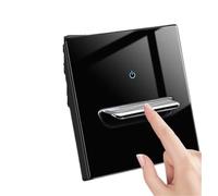 Panneau de commutation en verre trempé cristal, indicateur LED, 1/2/3/4 gangs/1/2 voies, bouton de commutation à réinitialisation automatique, interrupteur mural, EU UK(16A Eu socket,Gold)