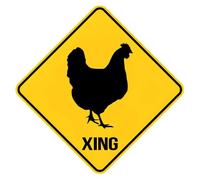 Panneau de croisement de poulet - Panneau en métal carré amusant - 30 x 30 cm - Motif animal d'élevage - Caution Xing Hunter - Décoration fantaisie d'extérieur pour cour, jardin, ferme - Aluminium