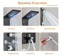 Panneau de douche - Colonne de douche - Finition nickel brossé - Acier inoxydable 304 - Affichage de la température sans batterie