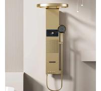Panneau de douche - Ensemble de douche mural - Régulation thermostatique automatique - Pomme de douche cascade - Alliage de zinc - Cartouche en laiton - Or