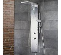 Panneau de douche HSK LAVIDA Plus, avec fonction antisurtension, élément de commande 3 voies, 1900017-42, Exécution: Acier inoxydable poli, avec façade en verre Blanc