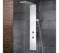 Panneau de douche HSK LAVIDA Plus, sans fonction antisurtension, élément de commande 2 voies, 1900018-42, Exécution: Acier inoxydable poli, avec façade en verre Blanc