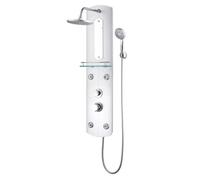 vidaXL Panneau de douche 25x43x110 cm argent – Verre, douchette ronde, flexible annelé