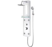 vidaXL Panneau de douche 25x43x110 cm argent – Verre, douchette ronde, flexible annelé