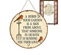 Panneau de ferme rond en bois décoratif vintage rouge-gorge 20 cm