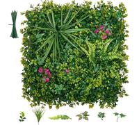 Panneau de haie artificielle, ensemble de 16 pièces, dimensions 50x50 cm. Idéal pour créer un mur végétal, un écran de protection en polyéthylène, une clôture de protection, un brise-vent, une haie ar