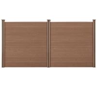Panneau de jardin 183x357 cm, couleur marron - Clôture de jardin en WPC, écran de protection et coupe-vent