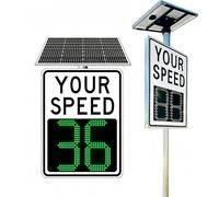 Panneau De Limitation De Vitesse Radar Solaire Avec Accessoires, Panneau De Signalisation Routière Avec Affichage De La Vitesse, Affichage 2 Chiffres, 60 X 90 Cm White