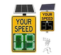 Panneau De Limitation De Vitesse Radar Solaire Avec Accessoires, Panneau De Signalisation Routière Avec Affichage De La Vitesse, Affichage 2 Chiffres, 60 X 90 Cm Yellow