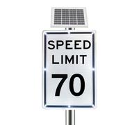 Panneau de limitation de vitesse solaire 5-95 MPH, panneau de | Panneau de limitation de vitesse à énergie solaire avec plage réglable de 5 à 95 MPH, signalisation de ralentissement