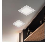 Spot LED encastrable plat Panneau LED encastrable Spot de plafond LED blanc, aluminium, 3W 130lm blanc chaud, LxLxH 8,4x8,4x1,2cm, 2er Set