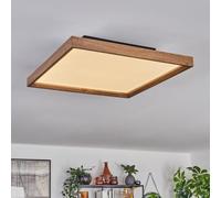 Panneau de plafond LED Longvic, plafonnier moderne en métal/MDF/plastique en noir/imitation bois/blanc, 45 cm x 45 cm, 24 watts, 2650 lumens, 3000 Kelvin