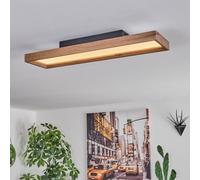 Panneau de plafond LED Longvic, plafonnier moderne en métal/MDF/plastique noir/imitation bois/blanc, longueur 80 cm, 18 watts, 1900 lumens, 3000 Kelvin