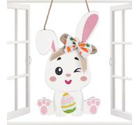 Panneau de Porte de Pâques,Accessoire Décoratif en Bois | Pancarte Printemps Lapin Œuf Pour Porte D'Entrée,Pour Intérieur Extérieur Fenêtre Porche Cheminée Clôture Chambre Ferme