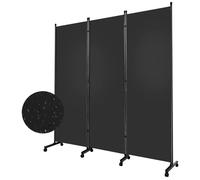 Panneau de protection latérale mobile - Diviseur de pièce sur roulettes - Protection contre le vent et le soleil - Idéal pour terrasse, balcon, bureau - Tissu polyester - 260 x 180 cm - Noir