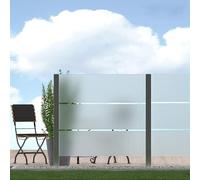 Panneau de protection visuelle en verre pour terrasses, brise-vent en verre, pour jardin | Finition satinée au centre, modèle PG6-L, 183,5 x 113,5 cm