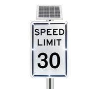 Panneau de ralentisseur solaire 5-95 MPH 45,7 x 61 cm, personnalisable, | Panneau de ralentisseur solaire avec affichage de la vitesse de 5 à 95 mph, dimensions 18" x 24", design personnalisable et