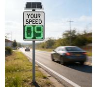 Panneau de rétroaction radar solaire blanc 61 x 88,9 cm, affichage de la | Panneau de rétroaction radar à énergie solaire blanc avec affichage de la vitesse LED, taille 61 x 88,9 cm