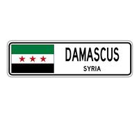 Panneau de rue de Damas Syrie, drapeau syrien, ville, campagne, route, panneau de rue/panneau de métro 10,2 x 40,6 cm