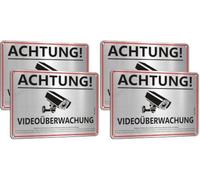 Panneau de sécurité : Attention, surveillance vidéo. Aluminium, 20x15 cm, lot de 2