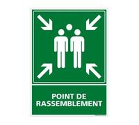 Panneau de sécurité point de rassemblement - Aluminium - 450 x 630 mm - SIGNALETIQUE.BIZ - B0230