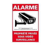 Panneau de signalisation Alarme Propriété Privée Sous Vidéosurveillance. G1652. Autocollant Alarme, Panneaux PVC ou Alu - 150 x 210 mm - Adhésif - Adhésif -