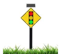 Panneau de signalisation clignotant solaire à DEL « Feu de circulation à | Panneau de signalisation routière à DEL clignotante alimenté à l'énergie solaire, avec une face en aluminium réfléchissant de