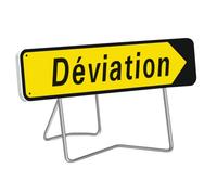 Panneau de signalisation "DÉVIATION" - flèche amovible classe T1 - 1000 x 300 mm TALIAPLAST
