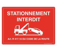 Panneau de signalisation pré-percé, interdiction de stationner - 210 x 150 mm
