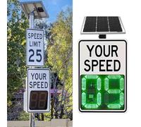 Panneau de signalisation radar à énergie solaire, 61 cm x 88,9 cm, blanc | Panneau solaire radar avec fonction d'affichage de la vitesse de circulation - Dimensions : 61 x 88,9 cm - Finition blanche