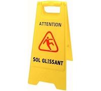 Panneau de signalisation sol glissant chevalet jaune