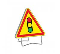 Panneau de signalisation temporaire "AK14 FEUX TRICOLORES" rétroréfléchissant - classe T1 TALIAPLAST