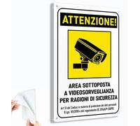 Panneau de surveillance vidéo en PVC, dimensions 30 cm x 20 cm, pour intérieur et extérieur, avec adhésif et 4 trous