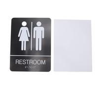 Panneau de toilettes unisexe en braille, en acier inoxydable noir, auto-adhésif pour hommes et femmes, signalisation de salle de bain 7,9x5,9 pouces