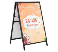 Panneau de trottoir à cadre, support de panneau coulissant robuste de 24 x 36 pouces, panneaux sandwich pliables double face, panneau en acier pour publicité commerciale extérieure dans la rue (cadre