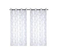 Lovely Casa Voilage Maldives 140x260 cm Argent motif exotique 8 oeillets ronds