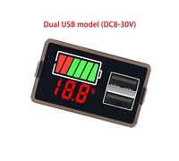 Panneau de voltmètre USB-a pour batteries 8-30 V avec LED, Red | Alimentation simultanée pour deux appareils USB, informations de tension LED et affichage segmenté de la batterie