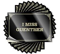 Panneau décoratif amusant en vinyle imperméable durable avec dos adhésif « I Miss Guenther » pour la maison ou le bar