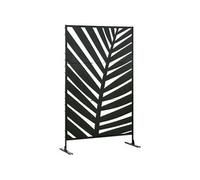 Outsunny Paravent séparateur de Jardin cloison de séparation 3 Panneaux décoratifs extérieur à Motif végétal en Acier - 122 x 45 x 198 cm Noir