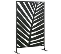 Outsunny Paravent séparateur de Jardin cloison de séparation 3 Panneaux décoratifs extérieur à Motif végétal en Acier - 122 x 45 x 198 cm Noir