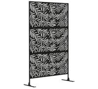 Panneau décoratif extérieur - Outsunny - 122 x 198 cm - motifs de branches de saule découpées - en acier - pour jardin balcon - noir