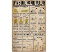 Panneau décoratif mural vintage en métal « Spin Bowling Knowledge » (20 x 30 cm) -